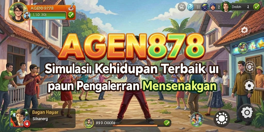 Screenshot gameplay <strong>AGEN878</strong> menunjukkan suasana kehidupan virtual yang menghibur.