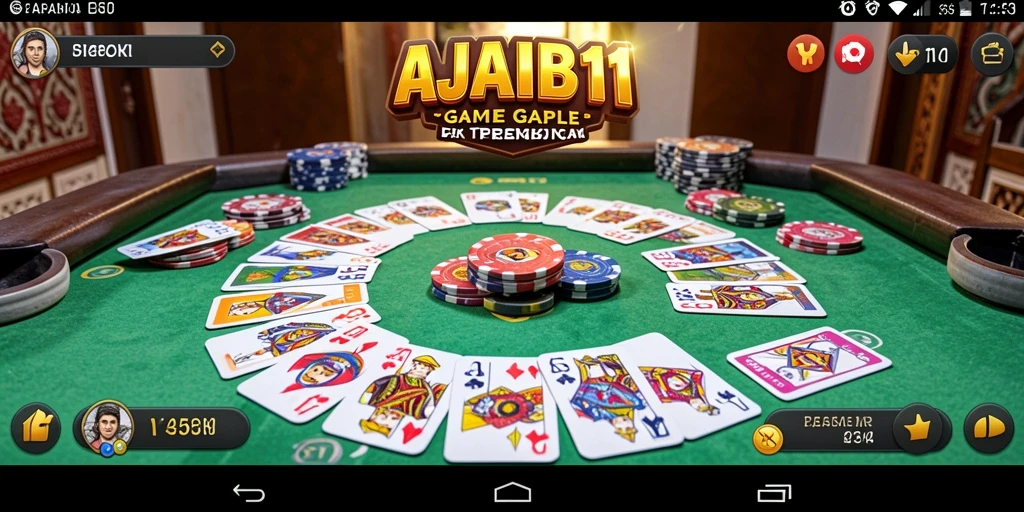 Tampilan gameplay AJAIB11 yang seru dengan tema Gaple.