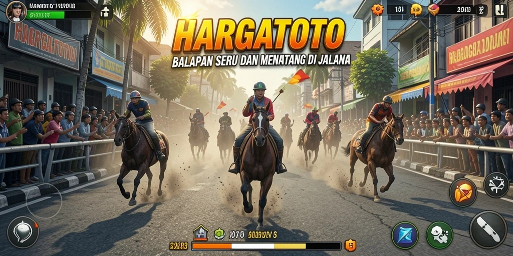 Tampilan gameplay HARGATOTO yang menegangkan saat balapan.