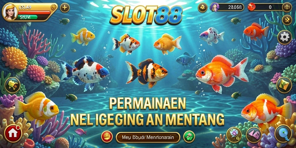Screenshot utama SLOT88 menampilkan gameplay seru memancing ikan.